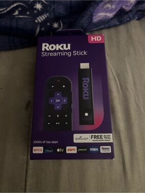 Roku Streaming Stick with Purple Packaging and Remote